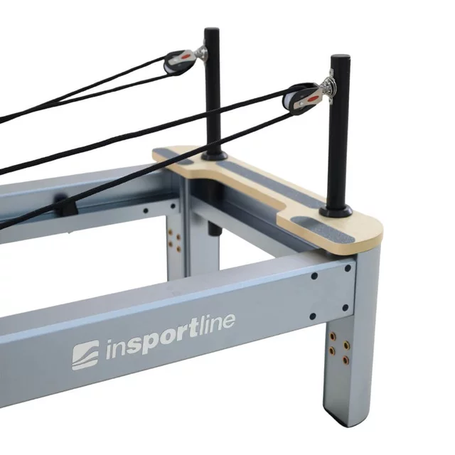 Reformer do pilatesu inSPORTline Oquiler ∙ system sprężynowy ∙ nośność 150 kg ∙ rama aluminiowa ∙ box w zestawie - Różowy