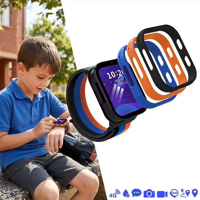 Smartwatch dziecięcy inSPORTline Cubbio ∙ wymienne ramki ∙ śledzenie GPS ∙ przycisk SOS ∙ połączenia głosowe ∙ IP 67 ∙ karta SIM - Biały - Czarny