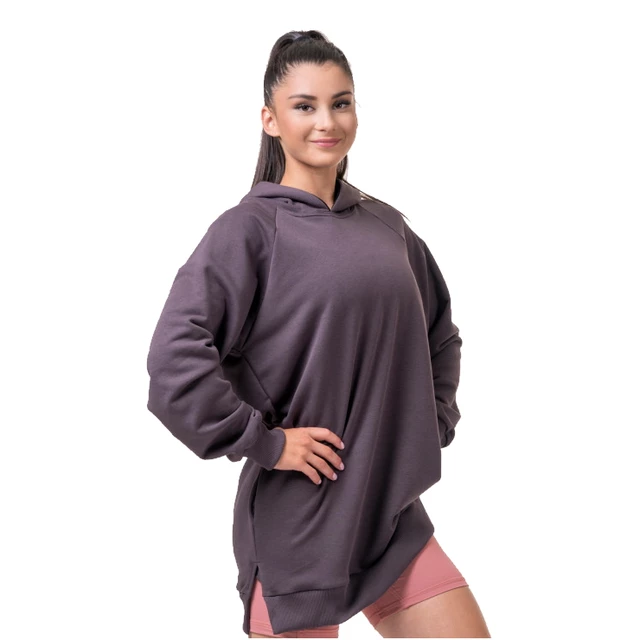 Długa bluza damska z kapturem Nebbia Everyday Hero 580 - Marron 5 - Marron 5