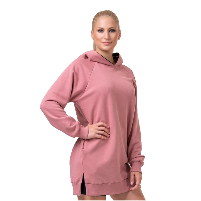 Długa bluza damska z kapturem Nebbia Everyday Hero 580 - Marron 5 - Stara Różyczka