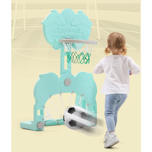 Zestaw zjeżdżalnia-huśtawka inSPORTline Multino 5w1 ∙ bramka piłkarska ∙ obręcz kosz ∙ muzyka z misiem ∙ stabilna konstrukcja ∙ HDPE