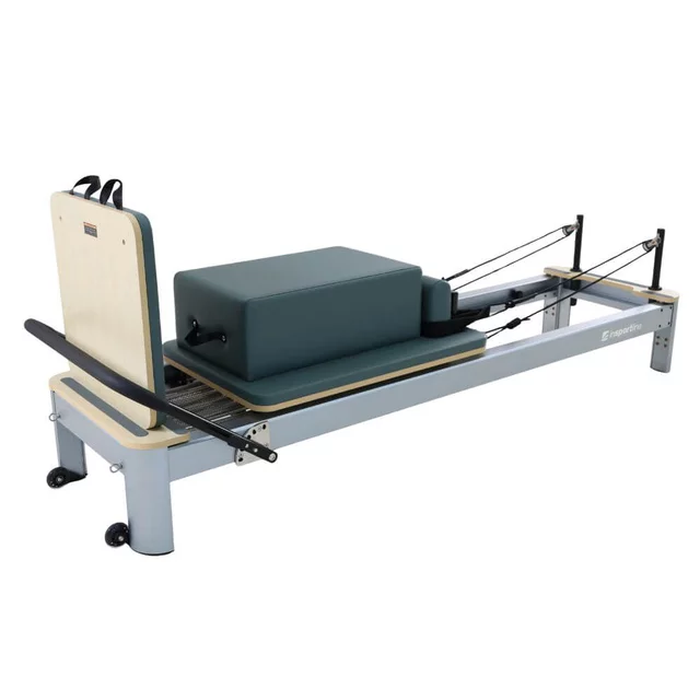Reformer do pilatesu inSPORTline Oquiler ∙ system sprężynowy ∙ nośność 150 kg ∙ rama aluminiowa ∙ box w zestawie - Różowy