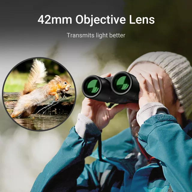 Lornetka Apexel 10x42 AutoFocus ∙ autofokus ∙ powłoki antyrefleksyjne ∙ pryzmat BAK4 ∙ pole widzenia 101 m/1000 m ∙ waga 595 g ∙ aluminiowa obudowa z gumą