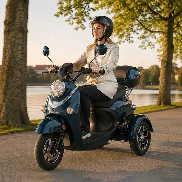 Trójkołowy skuter elektryczny inSPORTline Tarra ∙ dwumiejscowy ∙ 800 W ∙ zasięg do 45 km ∙ nośność 200 kg ∙ bieg wsteczny