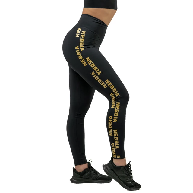 Damskie legginsy z wysokim stanem Nebbia INTENSE Iconic 834 - Black/Gold - Black/Gold