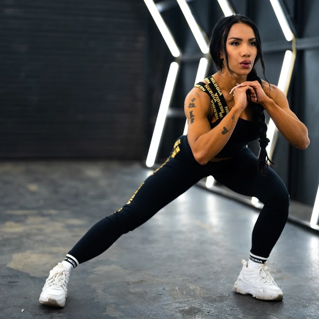 Damskie legginsy z wysokim stanem Nebbia INTENSE Iconic 834 - Black/Gold