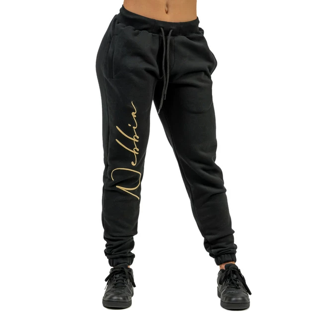 Damskie luźne spodnie dresowe Nebbia INTENSE Signature 846 - Czarny - Black/Gold