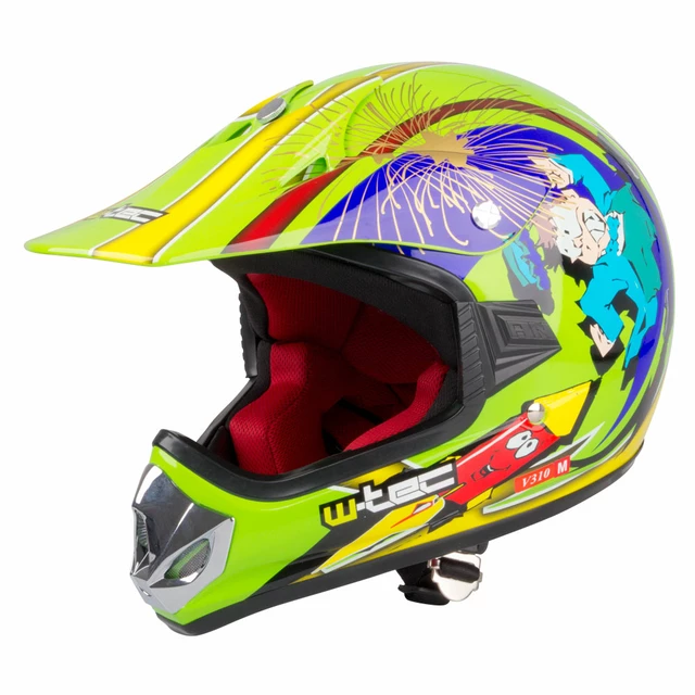 Młodzieżowy kask motocyklowy W-TEC V310 enduro - Neonowa zieleń zombie - Kropka Duch