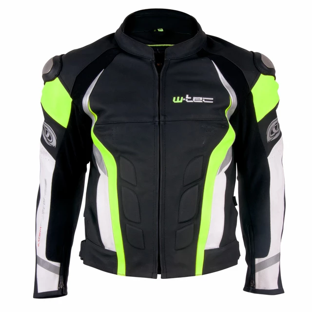 Męska skórzana kurtka motocyklowa W-TEC Velocity - Czarny-fluo - Czarny-fluo