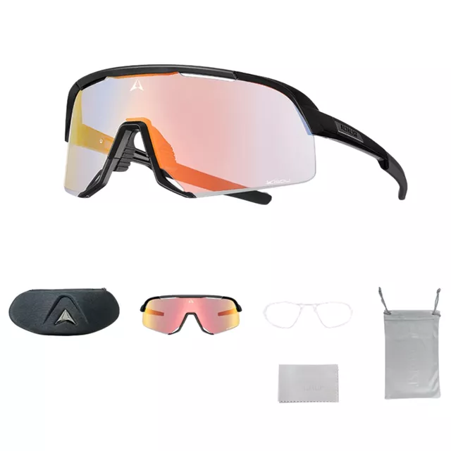 Fotochromowe sportowe okulary przeciwsłoneczne Altalist Kisou PXC - czarny z czerwonymi okularami