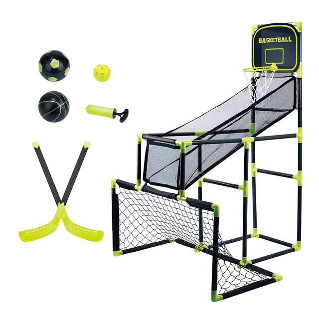 Dziecięcy zestaw gier 3w1 inSPORTline SCS510 ∙ koszykówka / piłka nożna / unihokej ∙ wiek 6+ ∙ waga 10,5 kg ∙ pompka w zestawie