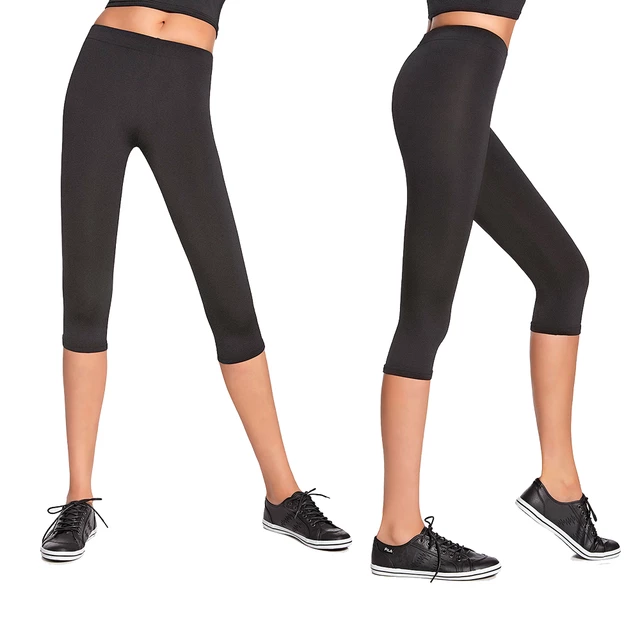 Damskie sportowe legginsy 3/4 BAS BLACK Forcefit 70 - Czarny - Czarny