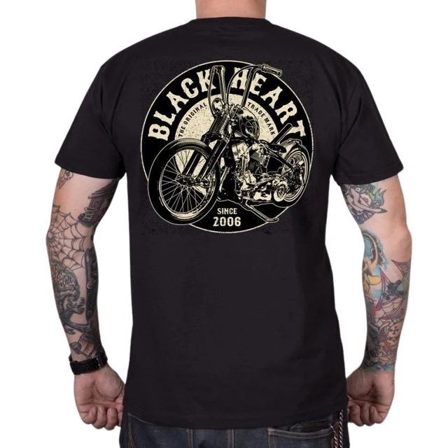 Koszulka motocyklowa T-shirt BLACK HEART Chopper King - Czarny - Czarny