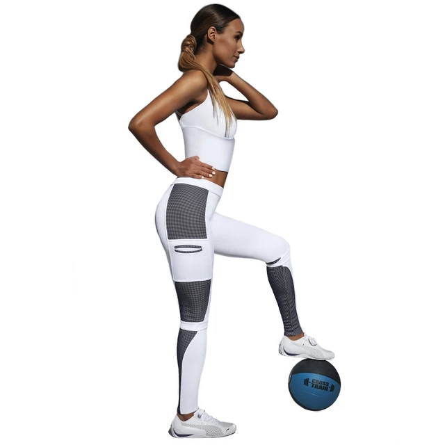 Damskie legginsy sportowe BAS BLACK Passion - Biało-niebieski