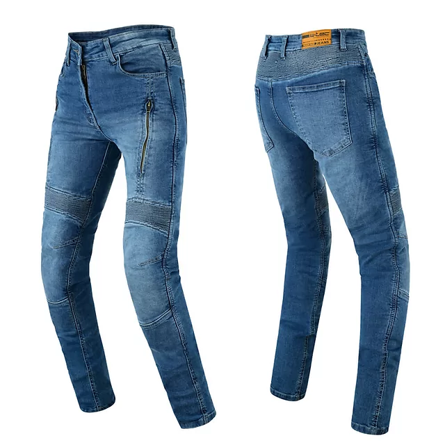 Damskie jeansy motocyklowe W-TEC Arikaro Lady ∙ norma EN 17092 AA ∙ wyjmowane ochraniacze CE ∙ system AirVent - Niebieski - Niebieski