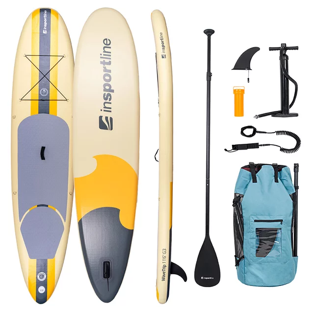 Paddleboard deska SUP z akcesoriami 350 cm inSPORTline WaveTrip 11'6" G3 - Żółty - Żółty
