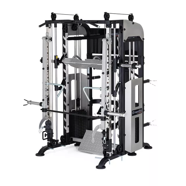 Profesjonalna brama / suwnica Smitha inSPORTline CC700 ∙ 2×100 kg stos ∙ wyciągi, poręcze, akcesoria ∙ solidna konstrukcja - Czarny - Szary