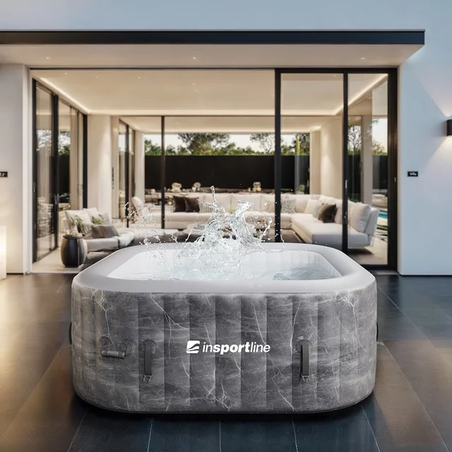 Dmuchane jacuzzi inSPORTline Kamilia 155x155x65 cm ∙ 110 dysz ∙ masaż bąbelkowy ∙ podgrzewanie ∙ filtracja ∙ system samopompujący