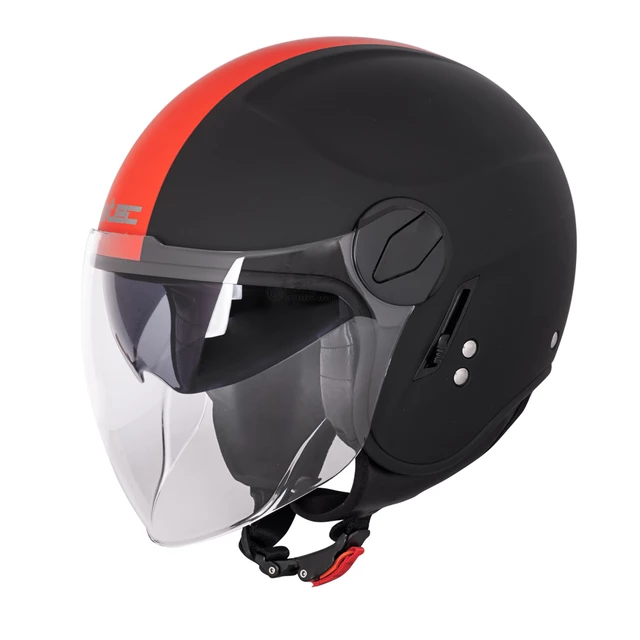 Kask otwarty ma motor, skuter z blendą W-TEC Vernante - Black Matt - Black Matt-Corsa Red