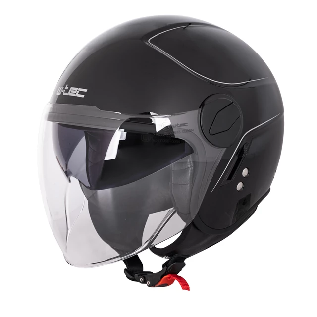 Kask otwarty ma motor, skuter z blendą W-TEC Vernante - Black Matt - Błyszczący czarny