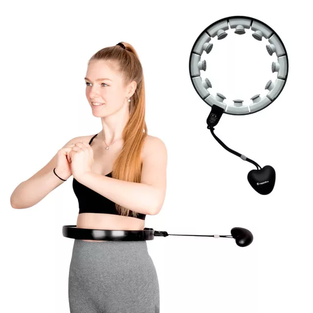 Hula hop z obciążeniem · inSPORTline Feel 69 – 108 cm · masujące wypustki · cyfrowy wyświetlacz · regulacja długości