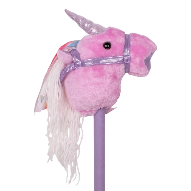 Konik na kiju hobby horse inSPORTline Garanito ∙ jednorożec różowy ∙ odtwarza dźwięki ∙ miękki mikropolar ∙ lekki 350 g - Biały