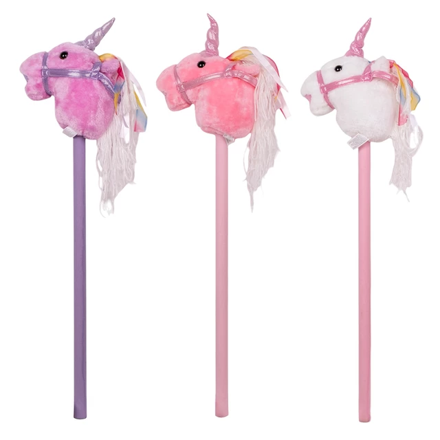 Konik na kiju hobby horse inSPORTline Garanito ∙ jednorożec różowy ∙ odtwarza dźwięki ∙ miękki mikropolar ∙ lekki 350 g - Biały