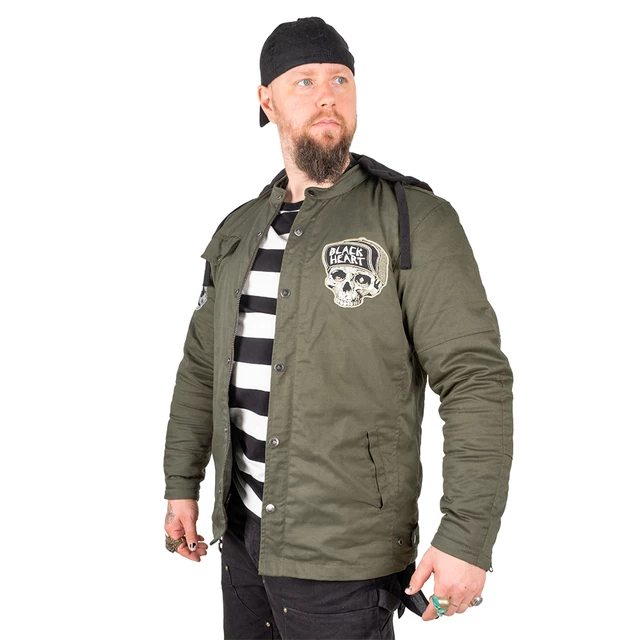 Męska kurtka motocyklowa z aramidem W-TEC Black Heart Hat Skull Jacket - Garage Built