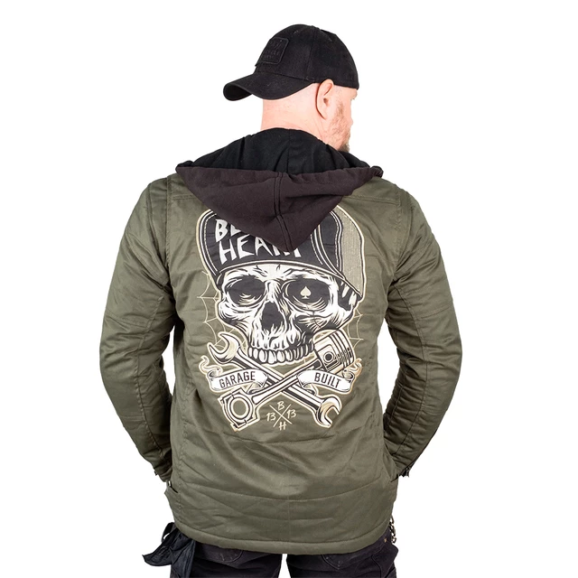 Męska kurtka motocyklowa z aramidem W-TEC Black Heart Hat Skull Jacket - Garage Built