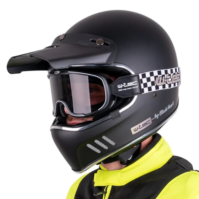 Gogle motocyklowe w stylu retro vintage W-TEC Chesster - szachownica