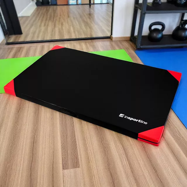 Materac gimnastyczny inSPORTline Munakor T60 ∙ mata do ćwiczeń ∙ grubość 10 cm ∙ waga 18,3 kg ∙ PVC z pianką PU ∙ antypoślizgowy - Czarny - Czarny