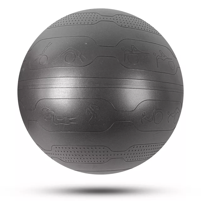 Piłka gimnastyczna inSPORTline Stretch Ball 65 cm ∙ z podstawą BallBase ∙ wypustki masujące ∙ nośność 200 kg ∙ piktogramy ćwiczeń - Czarny