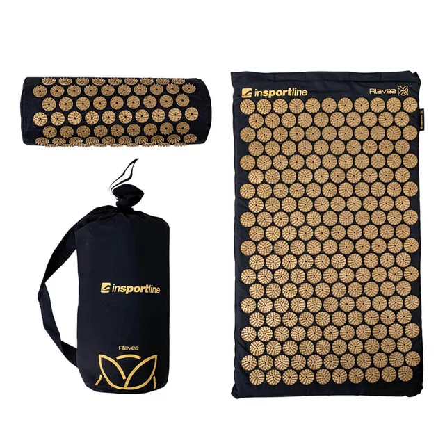Mata i poduszka do akupresury inSPORTline Alavea II ∙ zestaw z torbą ∙ relaks i regeneracja ∙ regeneracja mięśni - Czarny
