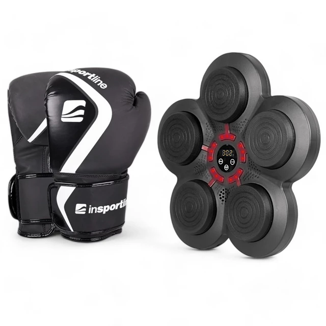 Elektroniczna tarcza treningowa bokserska inSPORTline Smartpunch Shormag ∙ bluetooth ∙ 9 trybów prędkości ∙ efekty świetlne ∙ ZESTAW z rękawicami - Czarny