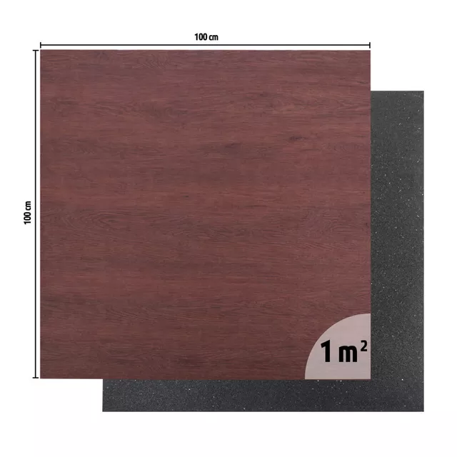 Mata ochronna inSPORTline Luxteko Flat 100x100x1,5 cm ∙ do ciężkich maszyn i hantli ∙ design drewno/marmur ∙ wysoka gęstość ∙ tłumi hałas