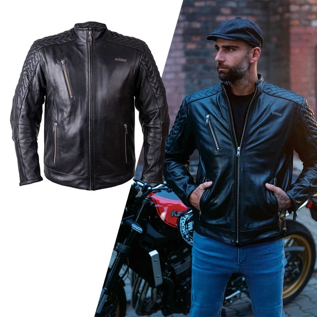 Skórzana kurtka motocyklowa W-TEC Elcabron - Czarny - Czarny