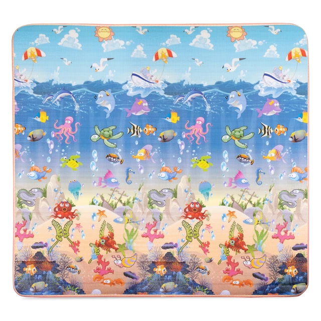 Zwijana mata dziecięca inSPORTline Lhotino 200x180x1,5 cm ∙ dwustronna ∙ pianka EPE ∙ antypoślizgowa ∙ z motywem ∙ bezpieczna EN 71 - Puzzle/Morze