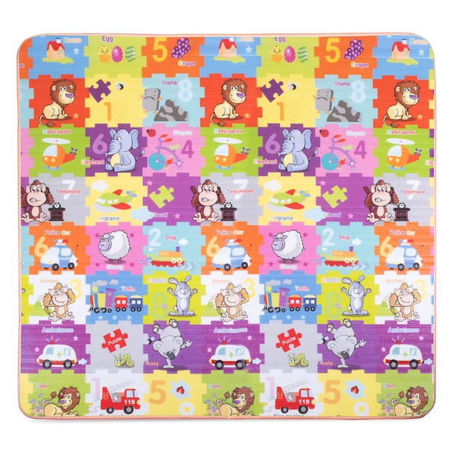 Zwijana mata dziecięca inSPORTline Lhotino 200x180x1,5 cm ∙ dwustronna ∙ pianka EPE ∙ antypoślizgowa ∙ z motywem ∙ bezpieczna EN 71 - Puzzle/Morze