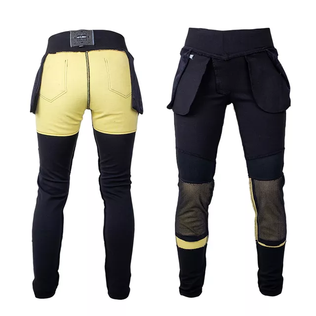 Legginsy motocyklowe damskie W-TEC Lukrecia Evo ∙ wzmocnienie aramidowe ∙ wyjmowane protektory kolan ∙ 4 praktyczne kieszenie ∙ elastyczny materiał - Czarny