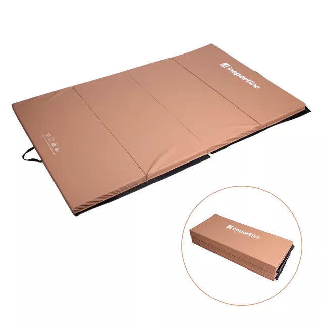 Składany materac gimnastyczny mata inSPORTline Kvadfold 200x120x5 cm - Brązowy - Brązowy