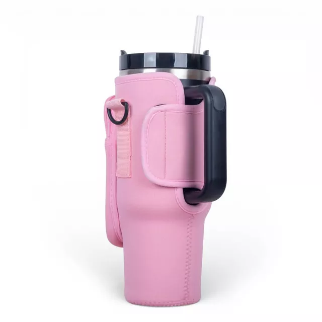 Przenośna torba etui na kubek termiczny 1200 ml neopren ∙ 2 kieszenie na zamek ∙ regulowany pasek na ramię