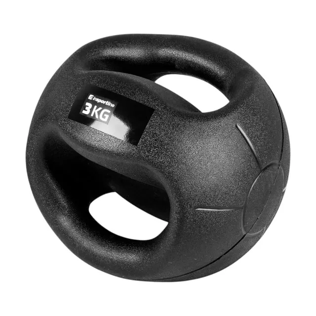 Piłka lekarska z uchwytami Grab Me 3 kg inSPORTline ∙ uchwyty boczne ∙ powierzchnia antypoślizgowa