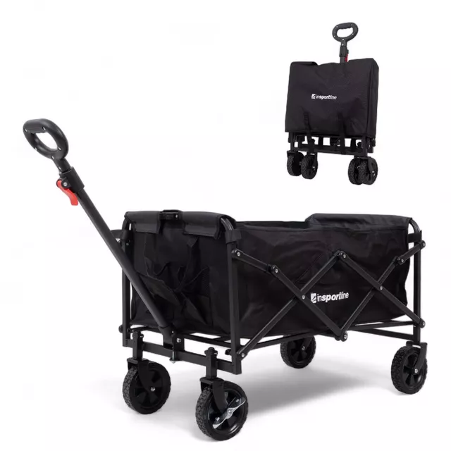Składany wózek transportowy inSPORTline Transportar ∙ nośność 80 kg ∙ pojemność 70 l ∙ waga 5,5 kg ∙ rama stalowa ∙ koła gumowe ∙ pokrowiec