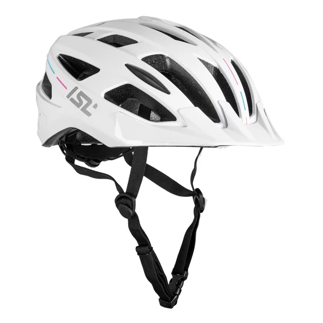 Kask rowerowy inSPORTline Winsdor ∙ nowoczesny design ∙ technologia in-mold ∙ zdejmowany daszek ∙ wysoka wentylacja - Matowa biel/przydymiony róż