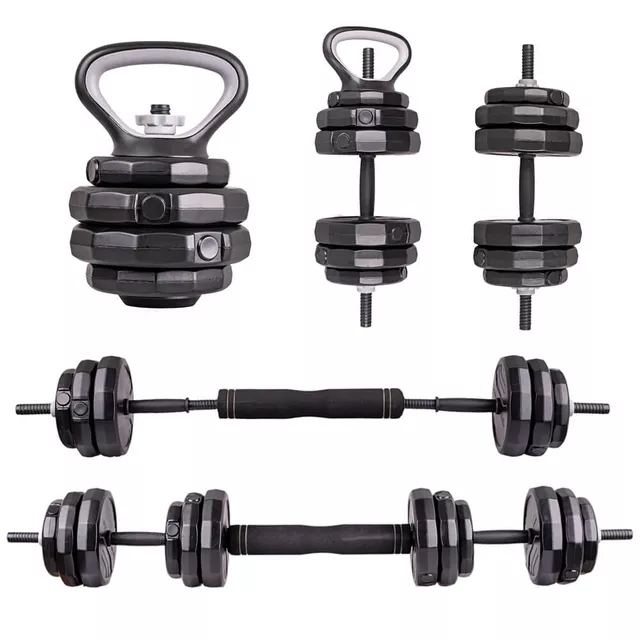 Zestaw hantli inSPORTline ON-X 6w1 ∙ 40 kg ∙ regulowane ∙ 16 elementów ∙ antypoślizgowe uchwyty ∙ powlekane obciążenia ∙ 6 konfiguracji