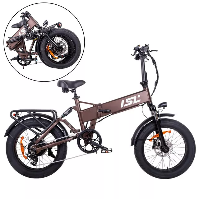 Składany rower elektryczny typu fat bike inSPORTline ISL Baxom 840Wh 20" - Czarny - Deep Coffee