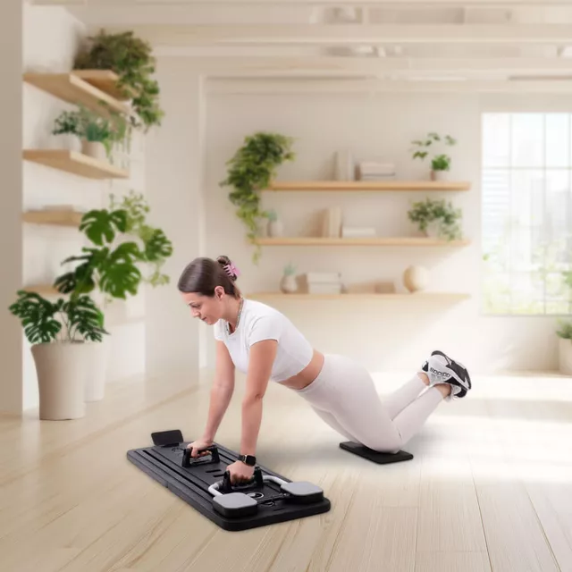 Reformer do pilatesu inSPORTline Trancer Basic ∙ antypoślizgowa deska ∙ składana konstrukcja ∙ stacja na telefon - Czarny