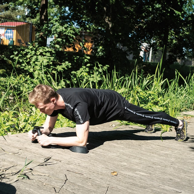 Płyta treningowa plank inSPORTline Holdit ∙ regulacja długości i rozstawu ∙ nośność 120 kg ∙ timer interwałowy ∙ piankowe podpórki