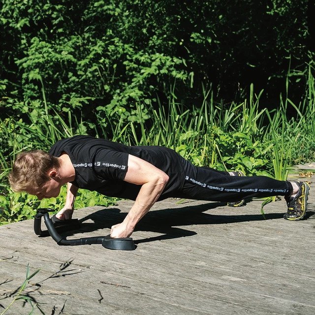 Płyta treningowa plank inSPORTline Holdit ∙ regulacja długości i rozstawu ∙ nośność 120 kg ∙ timer interwałowy ∙ piankowe podpórki