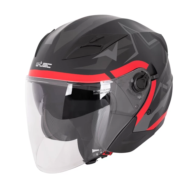 Kask motocyklowy otwarty z blendą przeciwsłoneczną W-TEC Barcela Vermella - Czarno-szary - Czarno-szaro-czerwony